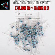 50pcs 1/2W Metal Film Resistor +-1% 1/2W 3.9K 4.3K 4.7K 5.1K 5.6K ohm