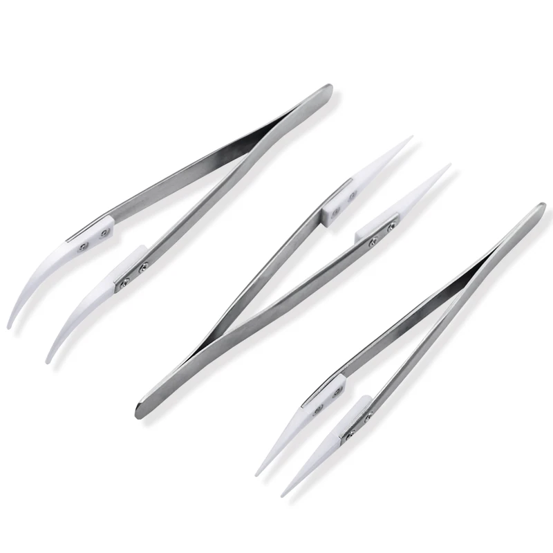 Ceramic Tweezers Heat Resistant Non Conductive Stainless Steel Body Multifunction Hand Tools Kits tweezer tool ceramic tweezers