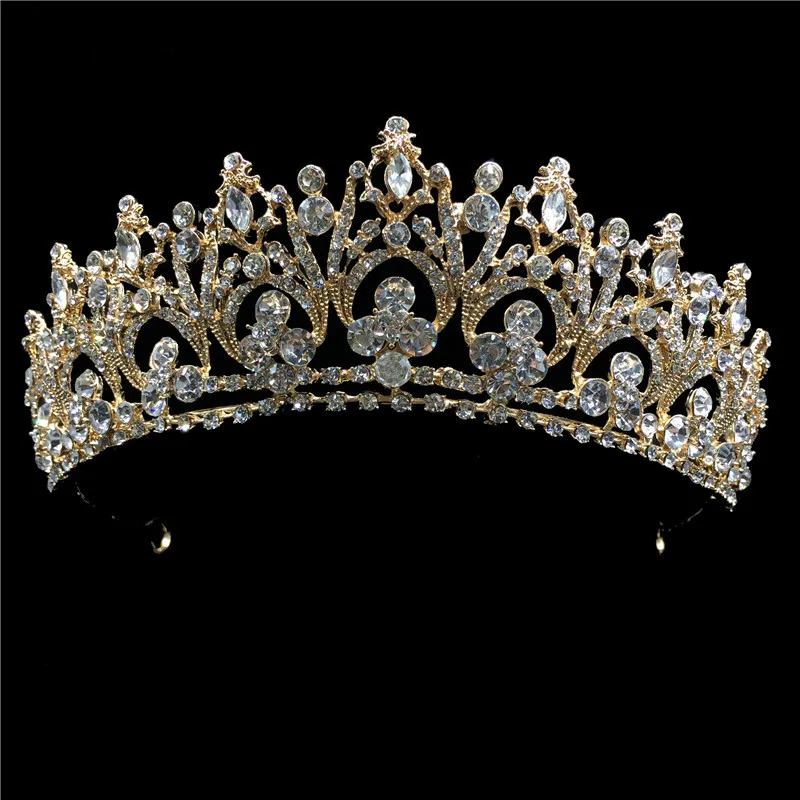 

Crystal Rhinestone Bride Tiaras Crowns Gold Silver Bridal Wedding Hair Accessories For Princess Pageant Headdand jewelry MY737