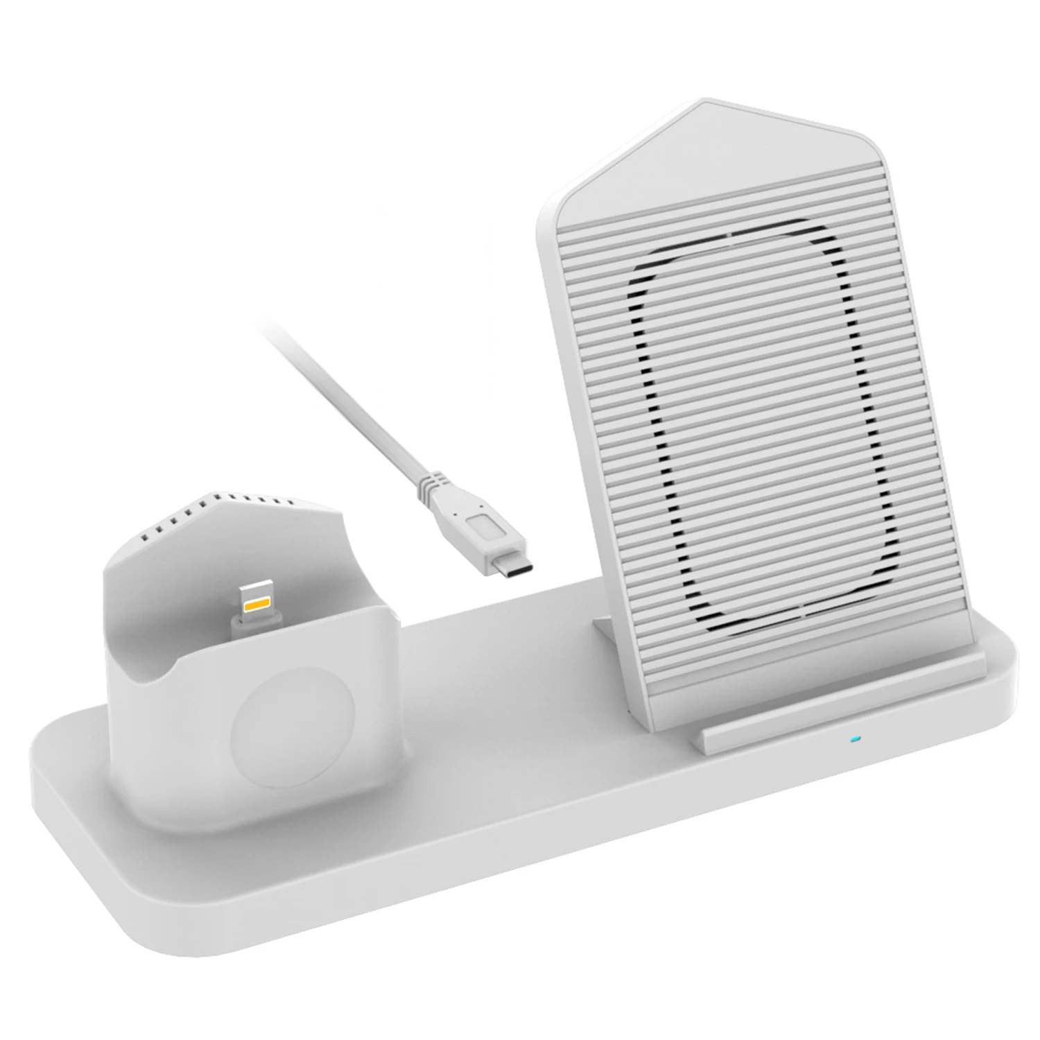 Besegad 3 в 1 беспроводной держатель для зарядки зарядное устройство для док-станции Подставка с охлаждающим вентилятором для Apple Watch iWatch airpods iphone - Цвет: White
