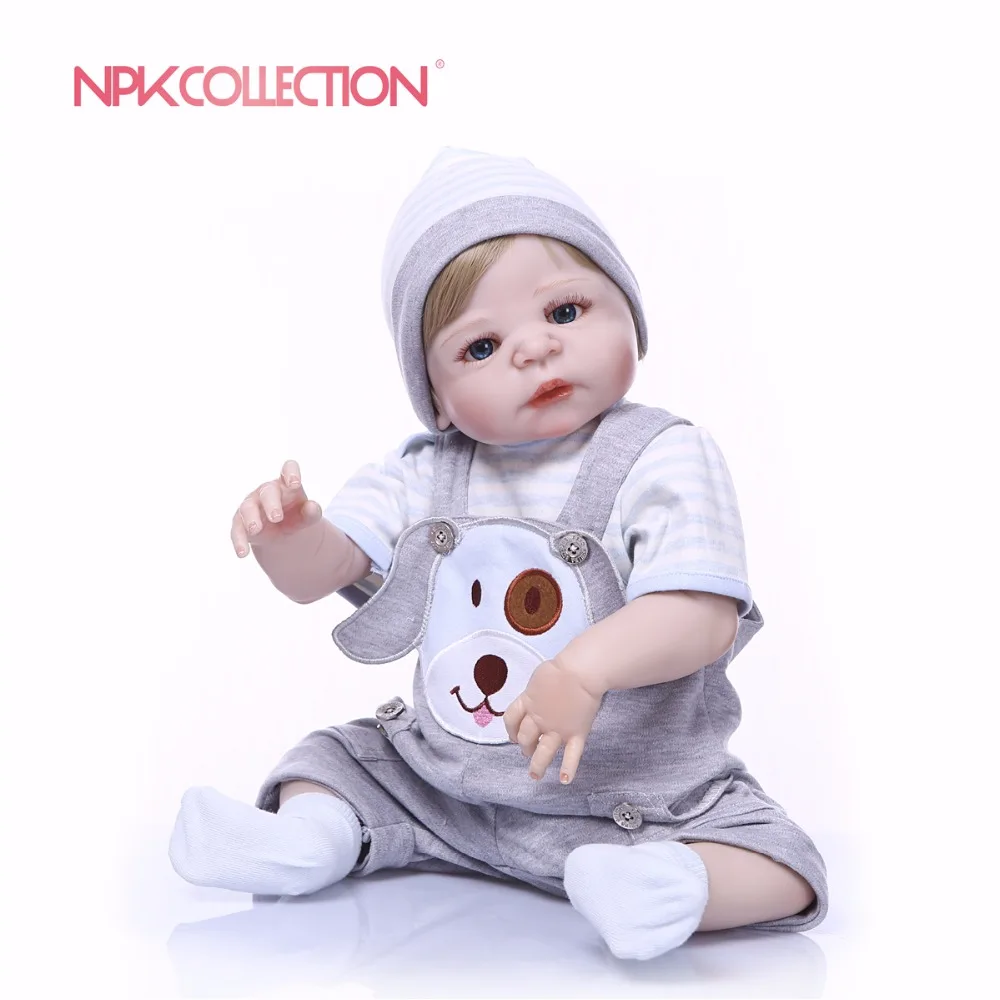 NPK Real 57 см Силиконовый мальчик Reborn Baby Bear Doll игрушки принцесса младенцы кукла парик