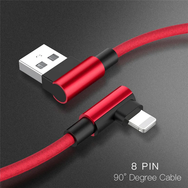 Для iphone зарядное устройство USB кабель Быстрая зарядка 90 градусов usb шнур 8-контактный кабель для iphone X Xs Max 8 7 6 plus 6s 5 5S se ipad кабель