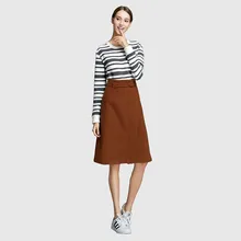 Spring Autumn Women Woolen Skirt Slim A-line Solid Color Knee-length Female High Quality Wool Skirt Slim Lady Skirt TT228