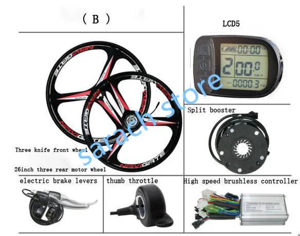 Cheap E-BIKE 36V/48V YOUE three-knife Fornt Wheel and Rear Hub Motor Kits Electric Bike Conversion Kits electric bike motor with LCD5 6