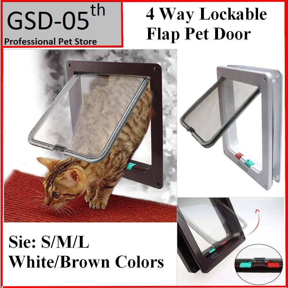 

Cat Door 4 Way Locking Cat Flap Door for Interior Exterior Doors Weatherproof Pet Doors for Cats Dogs