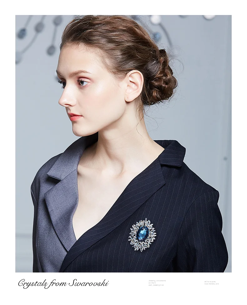 Blue Swarovski Crystal Brooches  (8)