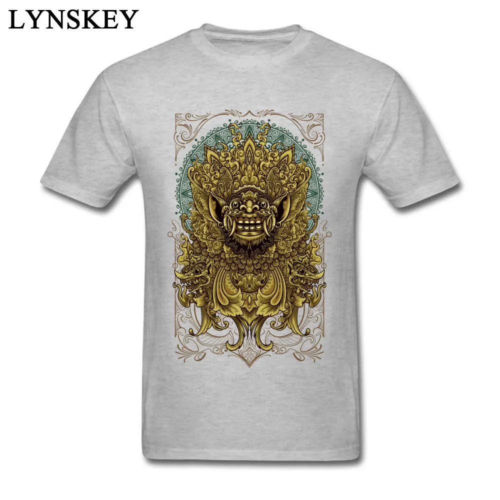 Men T Shirts Retro Custom Tops T Shirt Autumn 100% Cotton O-Neck Short Sleeve Normal Balinese Barong Reanimation Clothing Shirt Balinese Barong Reanimation grey