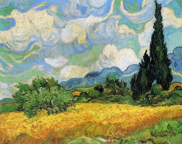 

Mountain landscape pictures art Van Gogh Wheat Field with Cypresses at the Haude Galline near Eygalieres handmade art No Frame