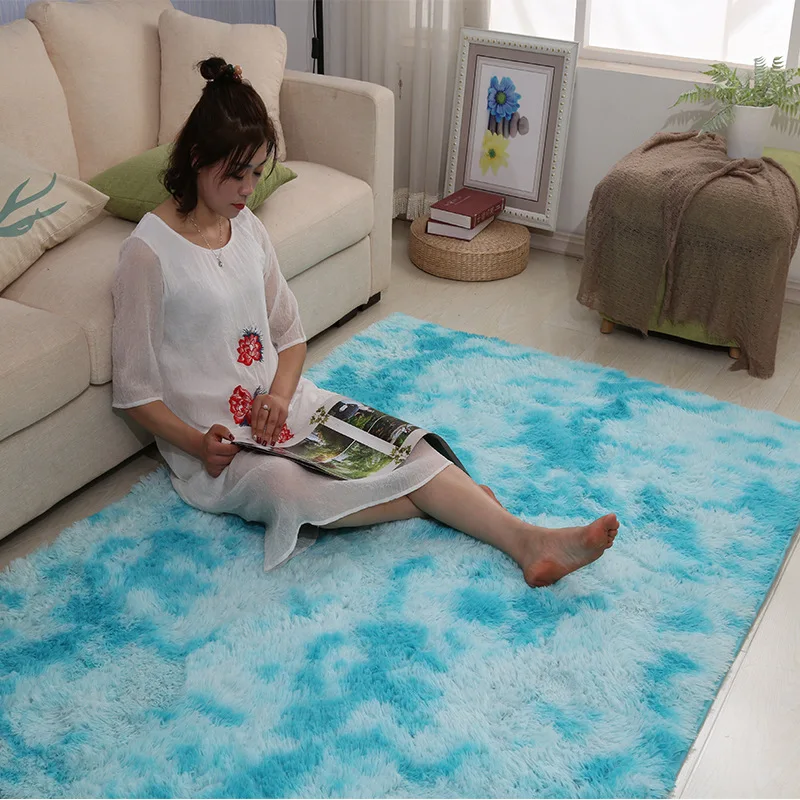Custom Nordic Gradient Carpet Living Room Bedroom Area Rug Fluffy Pink Carpet Kids Room Floor Mat Soft Sofa Home image 2