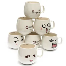 2017 Nueva 300 ml Taza de Agua 7 Tipo Encantador Lindo de Dibujos Animados Té Taza de Café taza de Leche Taza de cerámica Taza De Cerámica Cara Linda Niños regalo
