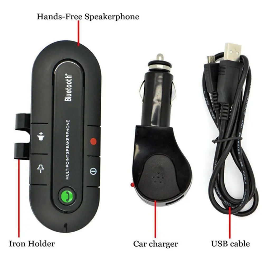 Беспроводной Bluetooth автомобильный комплект MP3 беспроводной Bluetooth динамик телефон MP3 музыкальный плеер Солнцезащитный козырек клип динамик телефон с микрофоном USB кабель