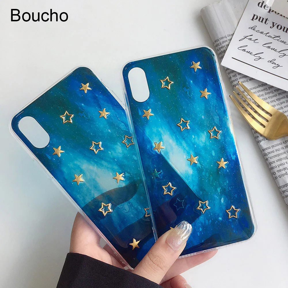 Чехол для телефона Boucho 3D с пятиконечной звездой iPhone 7 8 plus X Plus Модный чехол из
