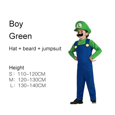 Green Boy Super Mario Костюмы для косплея на Хэллоуин для взрослых и детей Super Mario Костюмы игра “Марио” Костюмы родитель-Детский костюм AC-53 - Цвет: Green Boy