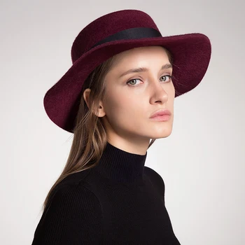 

Sedancasesa feather boater hats for women unique high quality Australia wool felt hat Autumn Winter fashion ladies fedora cap
