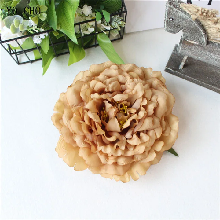 Artificial Peony Flower Head Silk Rose Wedding Wreaths White Pink Blue Fake Flowers Big Flower Heads (13)_