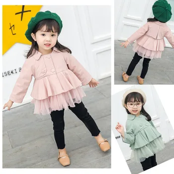 

2019 Spring Girls Baby Children New Korean Version Of The Cotton Windbreaker Long-Sleeved Princess Coat