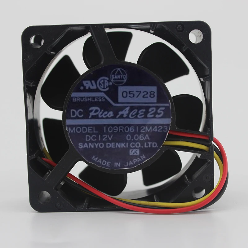 

Оригинальный 109R0612M423 6025 12 v 0.06A 6 см ультра-тихий вентилятор охлаждения скорости 3 P