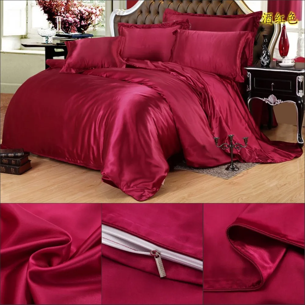 Удобные атласные шелковые пододеяльник Housse де Couette взрослый высокого качества шелк пододеяльник король, королева Twin Размер
