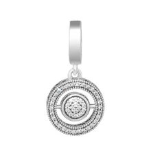 Подходит для браслетов Pandora Charms Spinning Signature Beads с прозрачными CZ 925 пробы-серебро-ювелирные изделия
