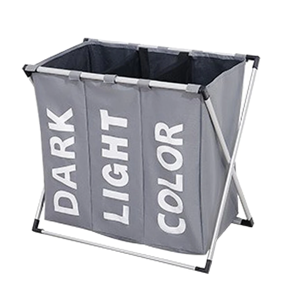 Canvas Laundry Hamper Basket Storage Bag Metal Frame Free Stand Thicken Fabric Made, Durable and Reusable	