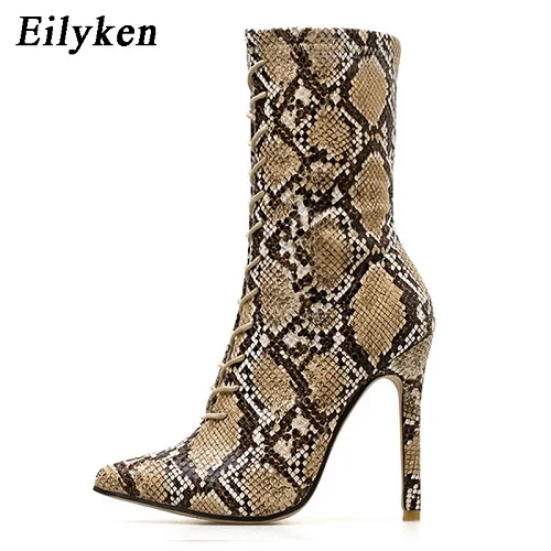 black snake print lace up boots