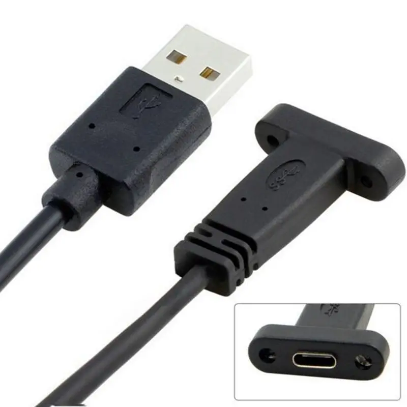 USB 2.0 A Male to 3.1 type-c Female cable 3ft 90cm with screws panel mount Hole distance 20mm 480Mbps | Компьютеры и офис