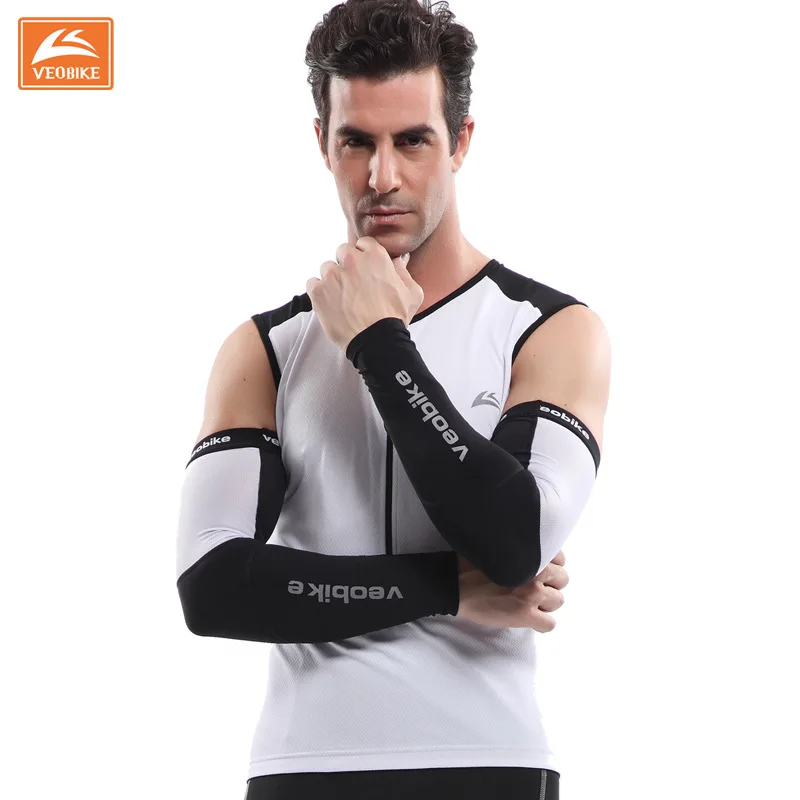 VEOBIKE Black Cycling Arm Sleeves Armwarmer UV Protection Breathable Sleeves Arm MTB Ridding