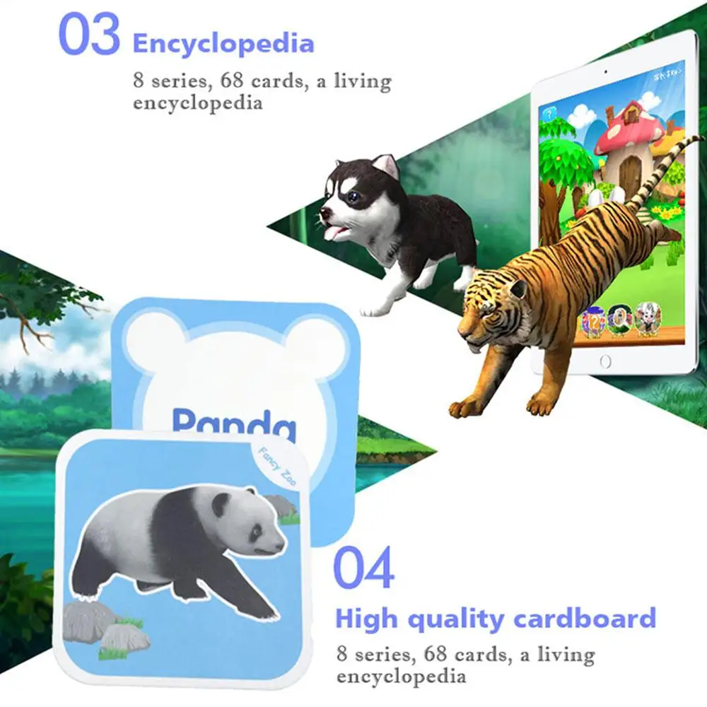 Цветная 4D карта с животными образовательная карточка 6 лет VR Love Magic миниатюрная