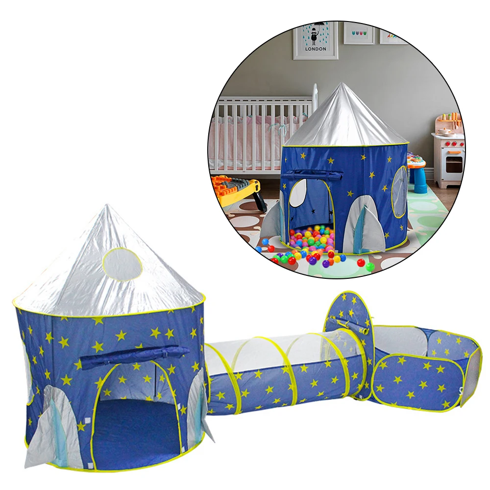 

3 In 1 Children's Tent Spaceship Kids Tent Space Yurt Tipi Dry Pool Children's House Rocket Ship Play Ball Box Baby Teepee Tents