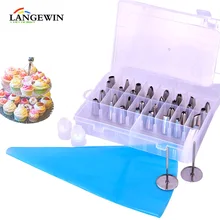 DIY Кондитерские русские насадки наборы 32 шт. насадки для кондитерского мешка с Кондитерские мешки подставка адаптер Маффин Аксессуары для выпечки Инструменты для выпечки