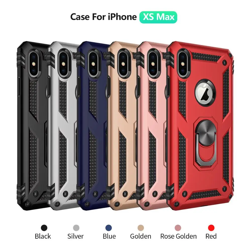 

Shockproof Military Grade Armor Phone Cases For iPhone XS MAX XR X 6 6s 7 8 Plus 8Plus 7Plus Car Magnetic Finger Ring Cover Capa