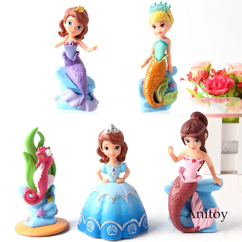 

Sofia Seahorse Mermaid Sofia Princess Toys Dolls PVC Action Figure Collection Model Toy for Kids Girls Gift 5pcs/set