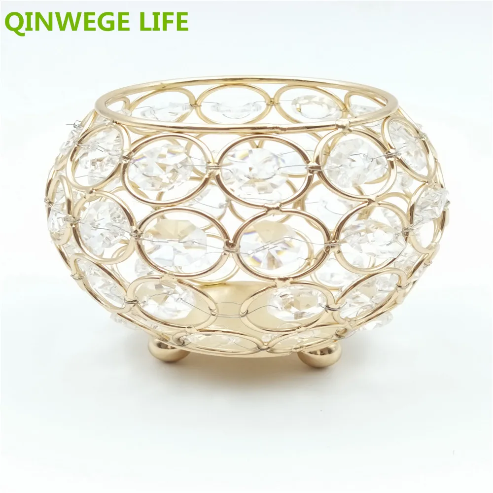 

Candle Holder 10cm Crystal Metal Cup Candle stick Lantern Candelabra Wedding Home Table Decor Gold Silver VS101
