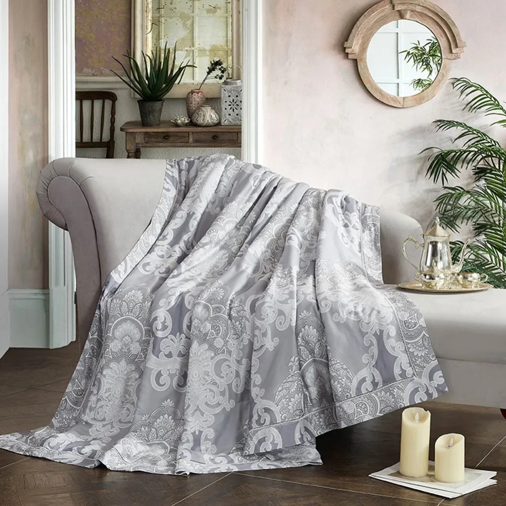 

2019 Grey Bohemian Yellow Quilting Quilt Soft Stitching Modal Artificial Silk Polyester Filler Queen King Summer Comforter
