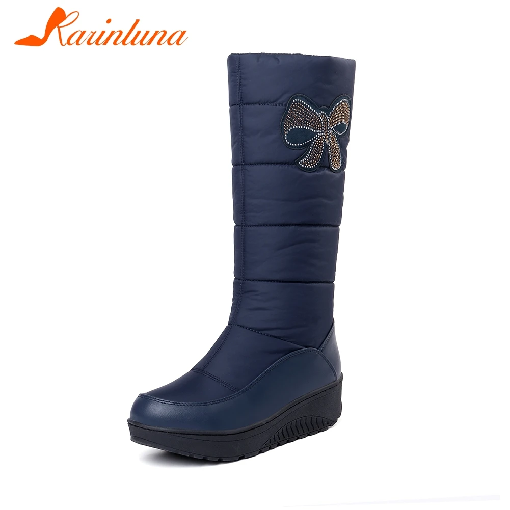 

KARINLUNA Plus Size 35-44 Winter Warm Plush Shoes Woman Platform mid-calf Snow Boots Women Casual Waterproof Shoes Woman