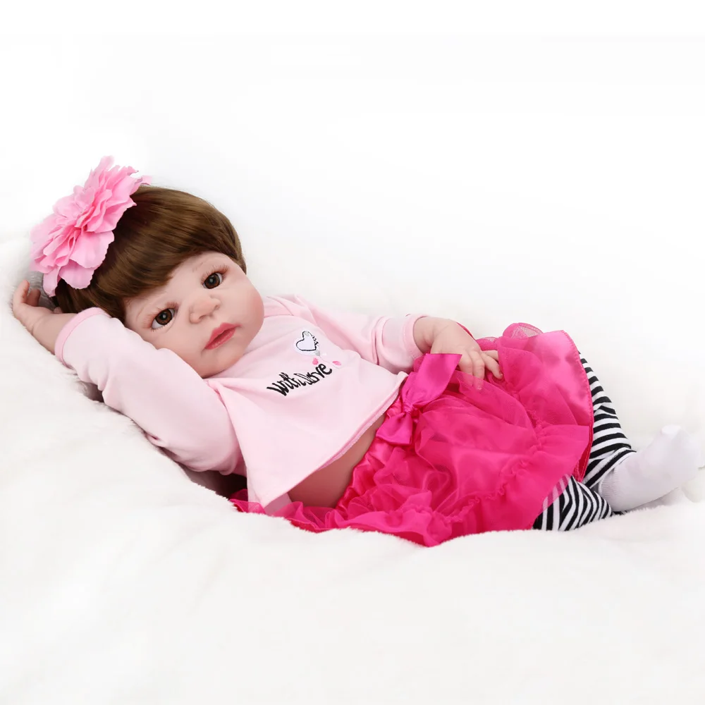 KAYDORA Reborn Baby Doll реалистичные новорожденных обувь для девочек Bebe Boneca розовое платье принцессы красивый цветок 22 дюймов 55 см