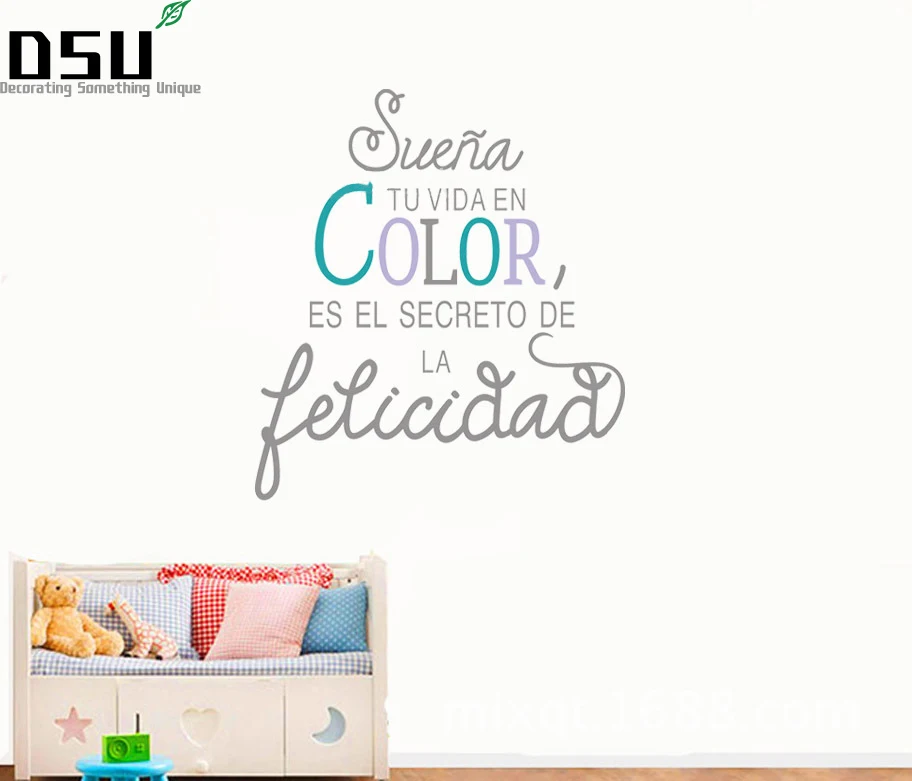 

Spanish Inspirational positive SUENA TU VIDA EN Color Quotes Vinyl Wall Sticker Art Decals Spanish Home Living Room Wallpaper