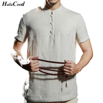

Mr Chinese Style Tang Suit Short Sleeve Tops Men's Linen Tees Funny T shirts Men Summer Fashion Casual Short Sleeve Cotton Tops