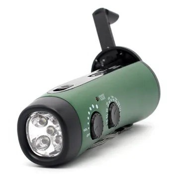 

Outdoor portable LED flashlight FM radio speaker security alarm emergency Mobile phone charging treasure Hand power generation