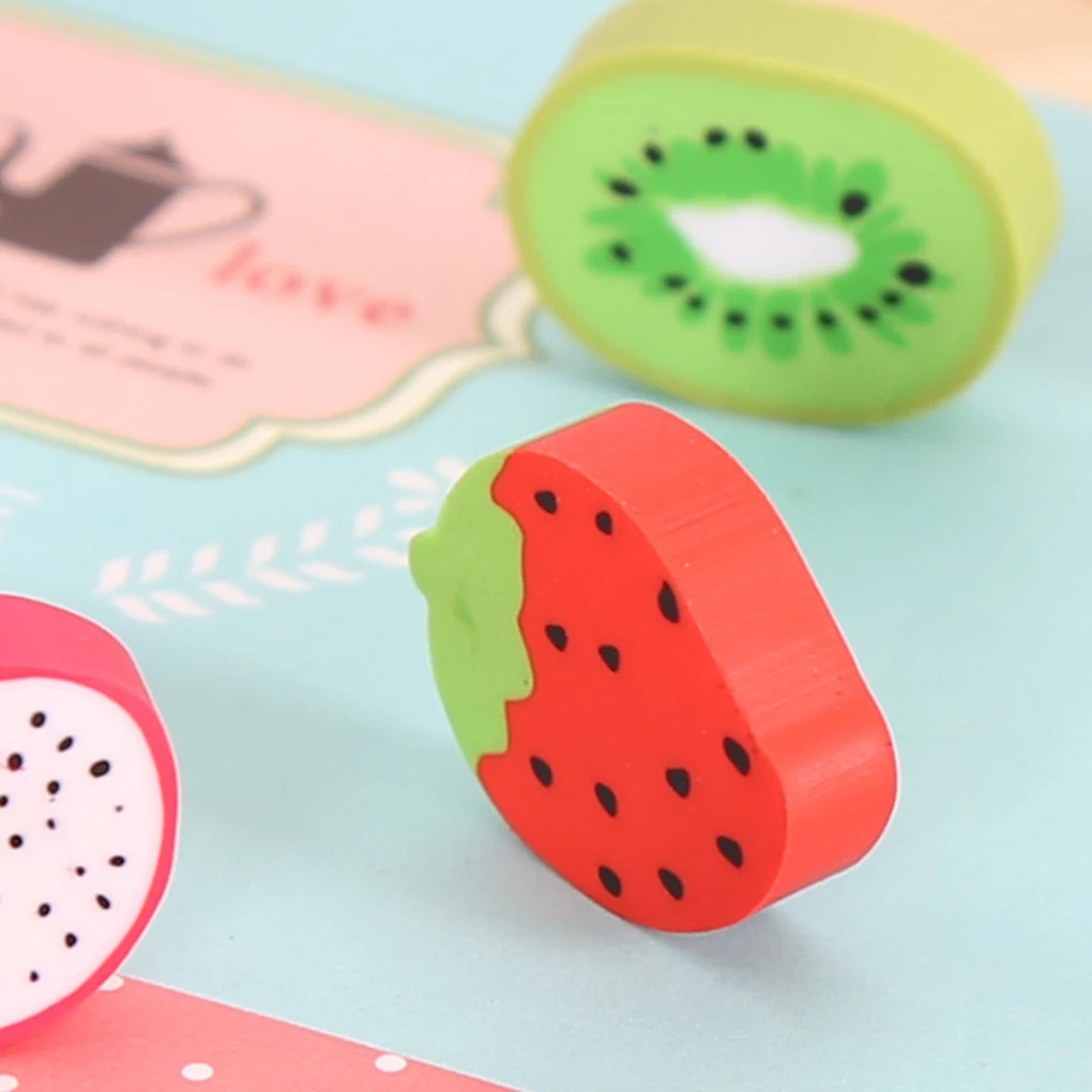 4PCS/Set Cute Fruit Design Eraser Watermelon Orange Erasers Student