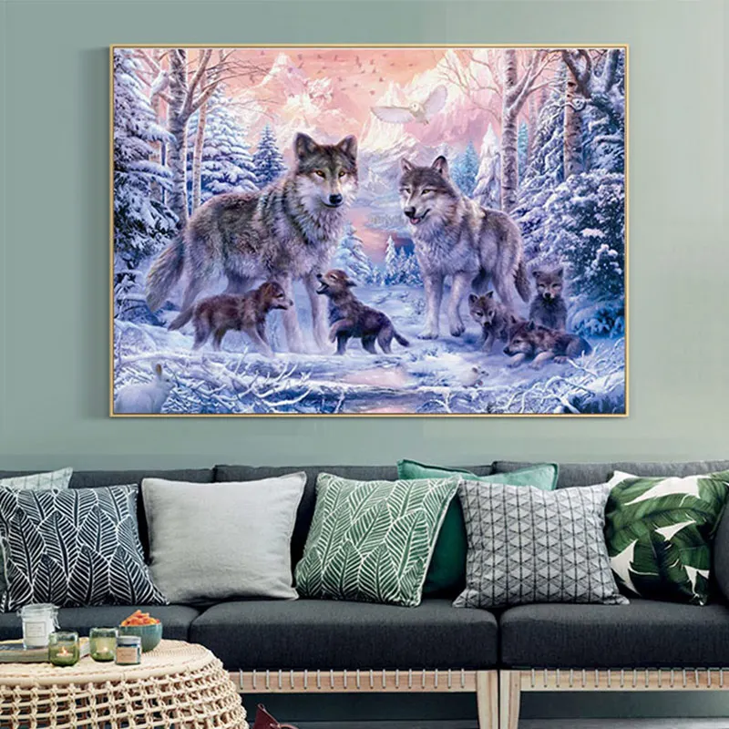 Набор для вышивки крестиком Meian Wolf 14CT рисование хлопковой нитью в виде животного