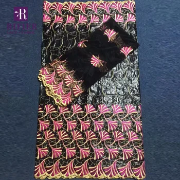 

Bazin Riche Fabric With Blouse In Black Color High Quality Nigeria Basin Beads Laces For Indonesia Women Party Dresses Fabrics