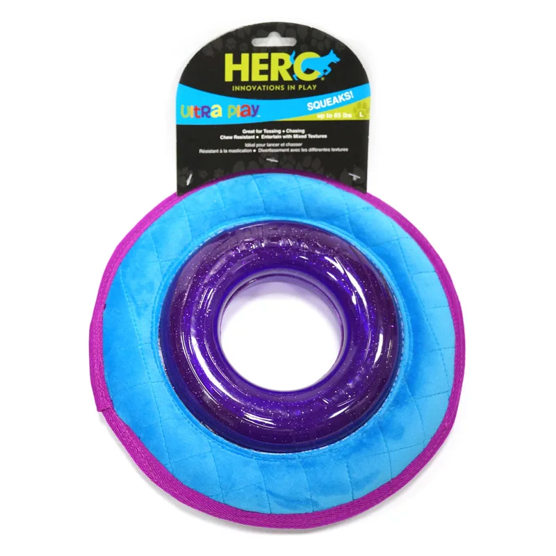HERO Dog Toys Fabric Flying Disc Soft Squeaky Interactive Dog Toys Suitable for Small to Large Dogs