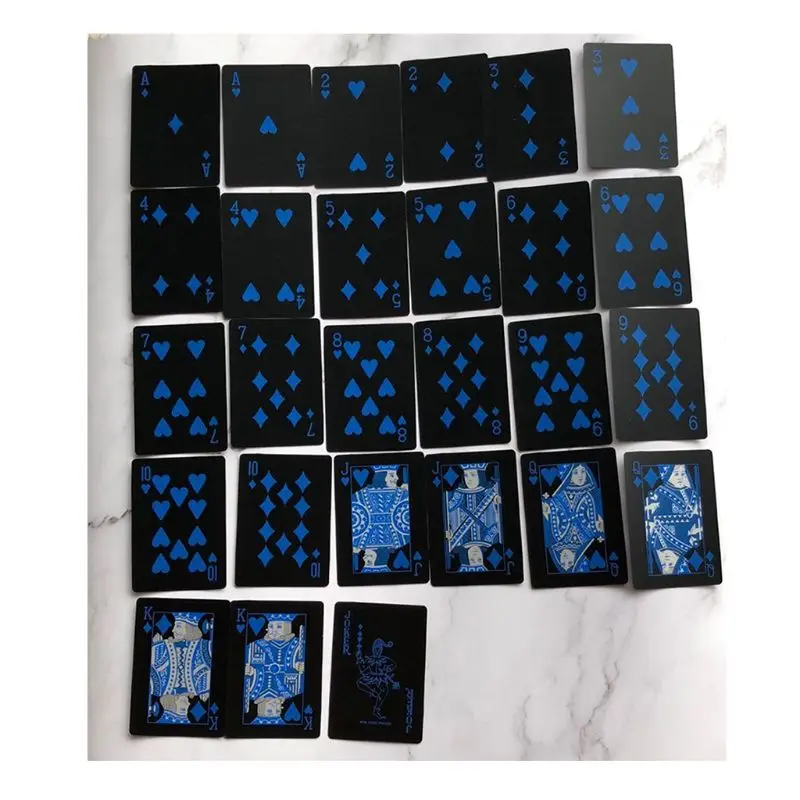 Водонепроницаемые пластиковые игральные карты для покера, черные ПВХ настольные карты для покера, классические магические трюки, инструмент колоды(54 шт