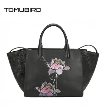 

TOMUBIRD 2020 new superior Cowhide embossing flower women genuine leather bag designer handbags luxury fashion leather art bag