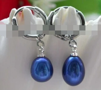 

free shipping 13376 Genuine Natural blue drip Pearl Earrings