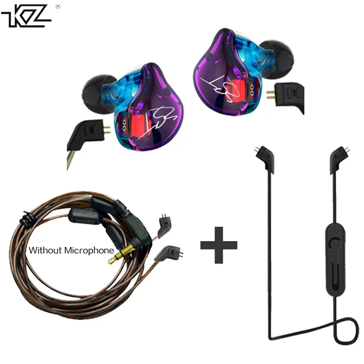 KZ ZST гибридные наушники Bluetooth+ Проводные 2 кабеля арматура+ Динамический привод Hi-Fi бас наушники для спорта музыки смартфонов наушники - Цвет: Bluetooth and No mic