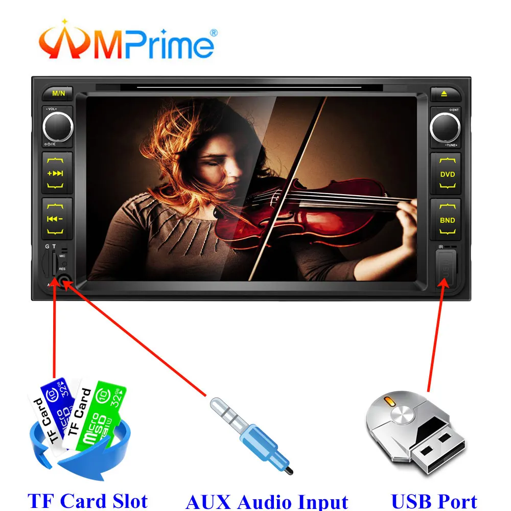 

AMPrime 2 din Car DVD Player 7'' TFT-LCD Touch Screen Bluetooth DVD/CD/MP3/USB/SD/AUX Car Stereo Backup Camera Multimedia Player