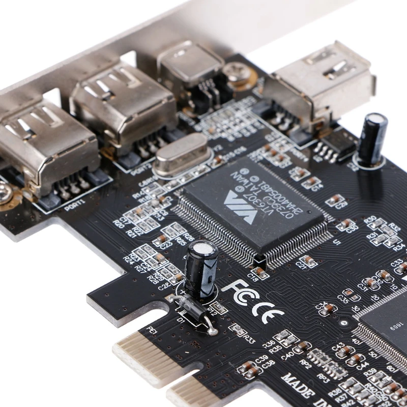 PCI e 1X IEEE 1394A 4 портовый (3 + 1) адаптер карты Firewire 6 контактный кабель для настольного