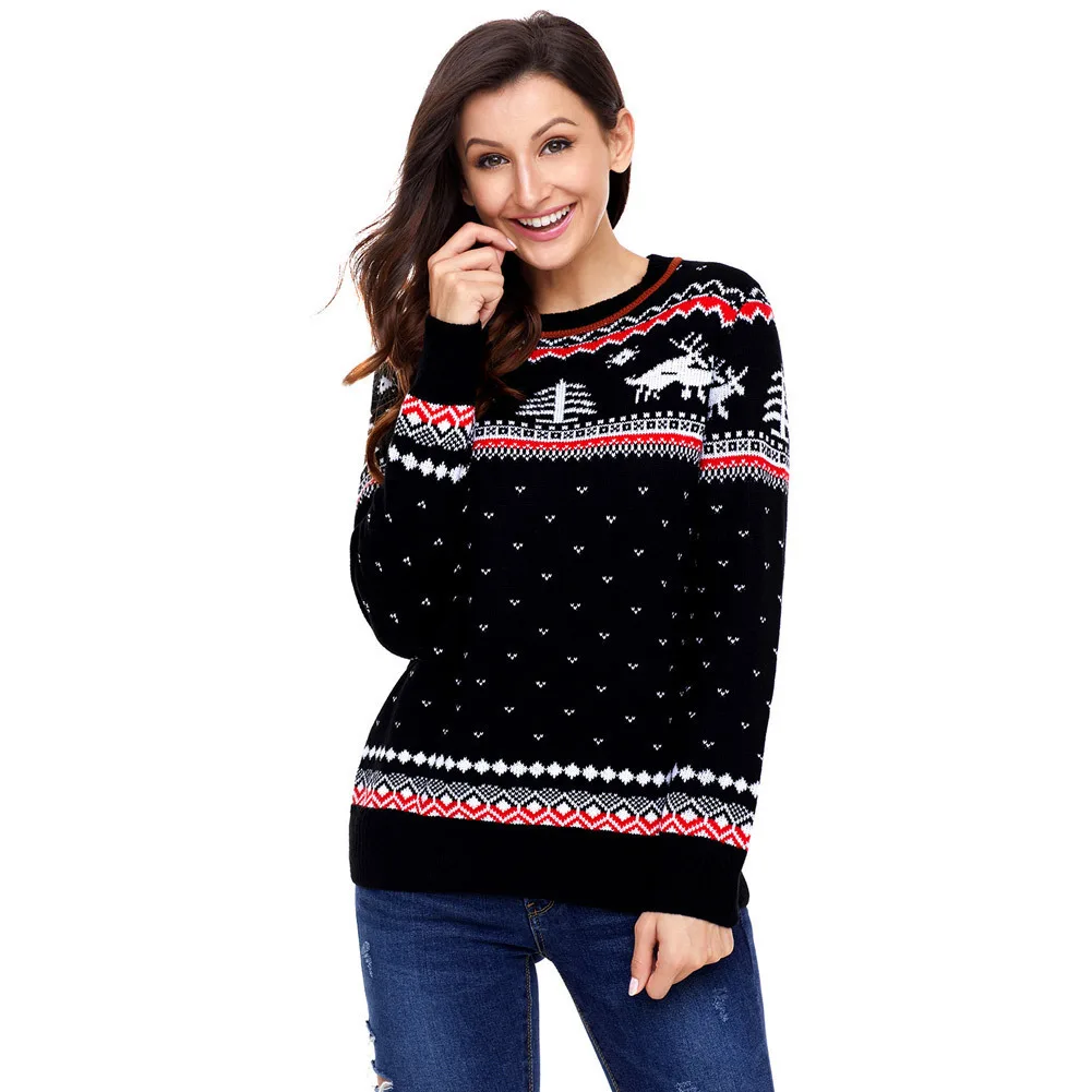 2019 Promotion Pullover New Pattern Autumn And Winter Will Code Printing Sweater Round Neck Long Sleeve Christmas Set Women's | Женская